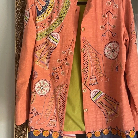 Embroidered Peach Coloured Jacket - Picture 4 of 6